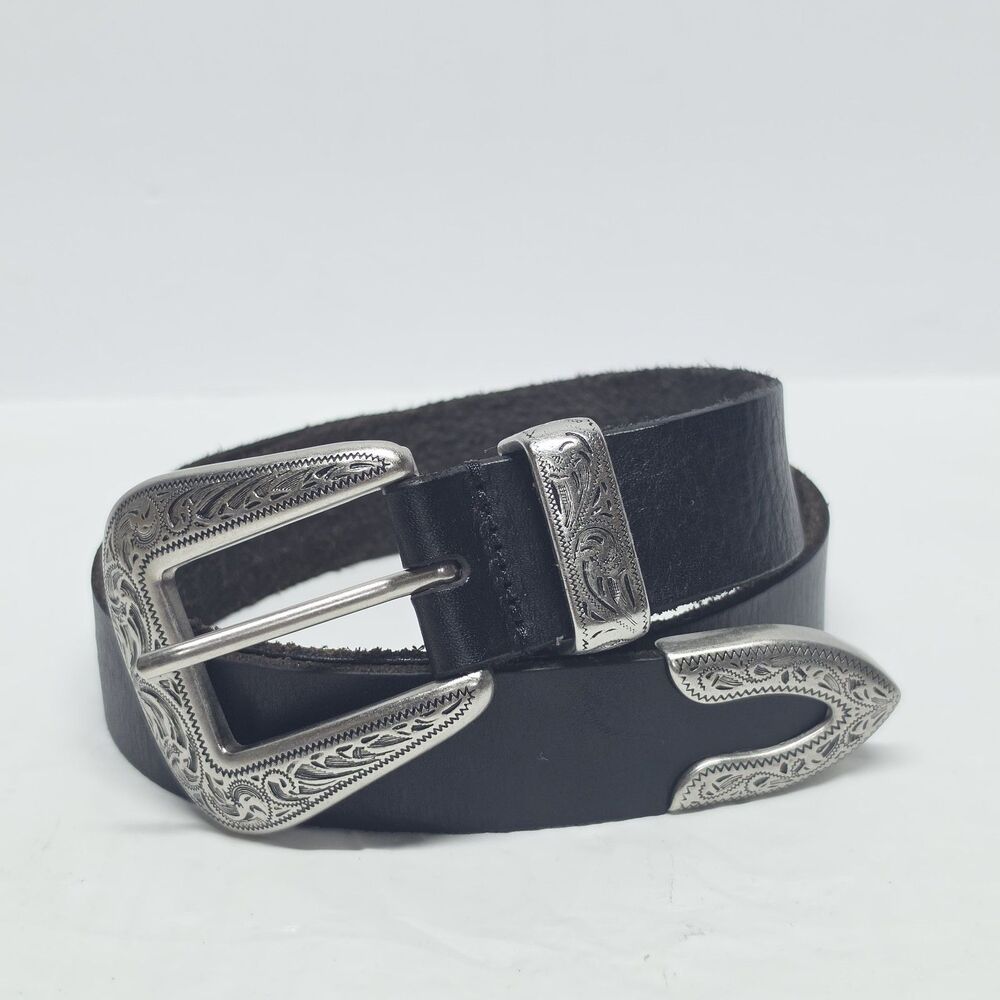 Urban Outfitters Black Leather Western Belt Women's Size S Cowgirl Boho Rodeo